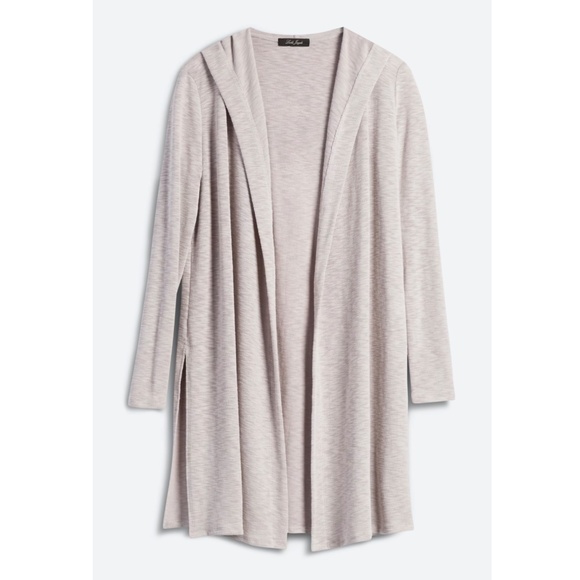 Laila Jayde Hooded Open Duster Cardigan - Greige, XL - Picture 1 of 8